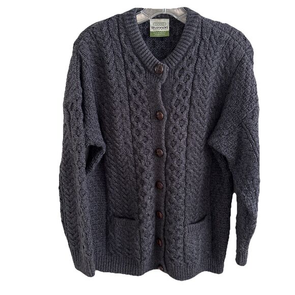 EUC Shannon Woolen Mills Ireland Sweater Fisherman Cable Merino Wool Women's M - Picture 1 of 11